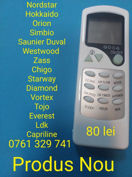 Telecomanda aer conditionat Vortex Heinner Tojo Paxton Beko Platinium Lg Samsung Yamato Carrier Aux Neo Chigo Hitachi Gree Hisense Whirlpool Midea