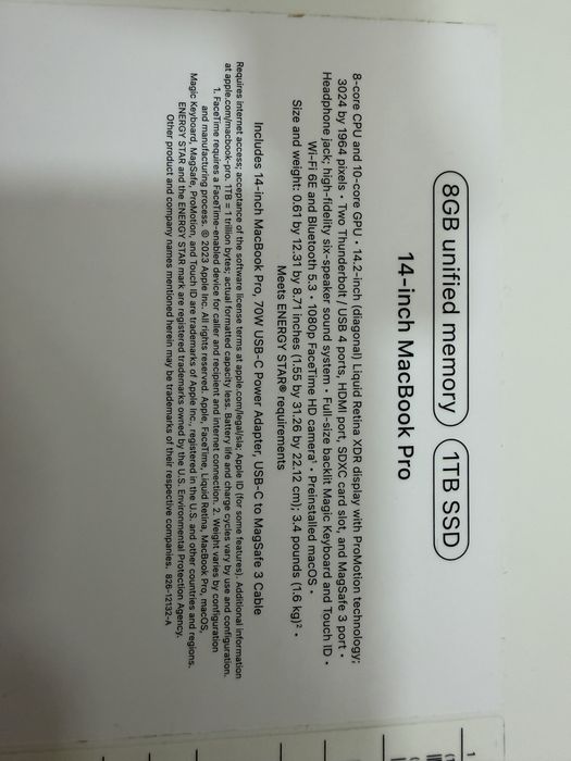 Apple Macbook Pro 14 inch M3 8/1Tb “Space Gray” A2918