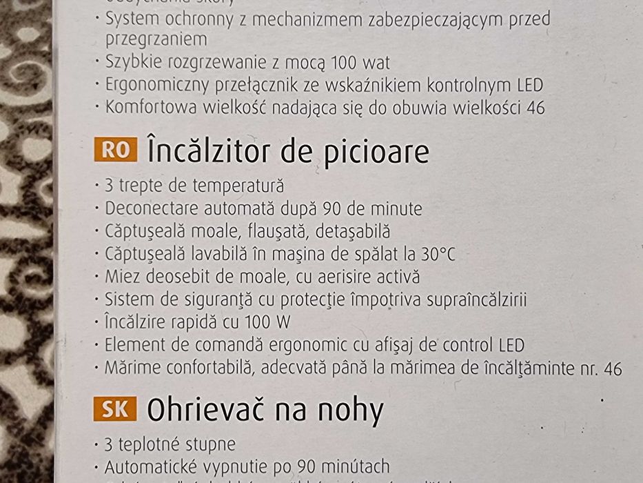 Incalzitor de picioare Medisana, perna electrica picioare