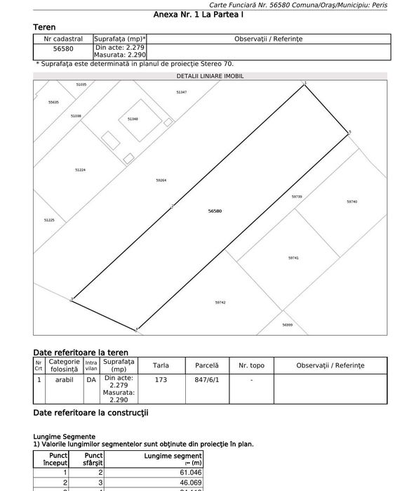 Teren intravilan 2.290 mp, Periș, Str. Orhideelor 29, deschidere 22 m la DJ 1638