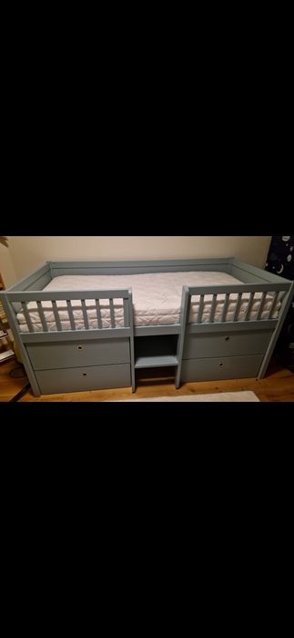 Детско легло  Flexa в синьо за матрак 90 x 200 см