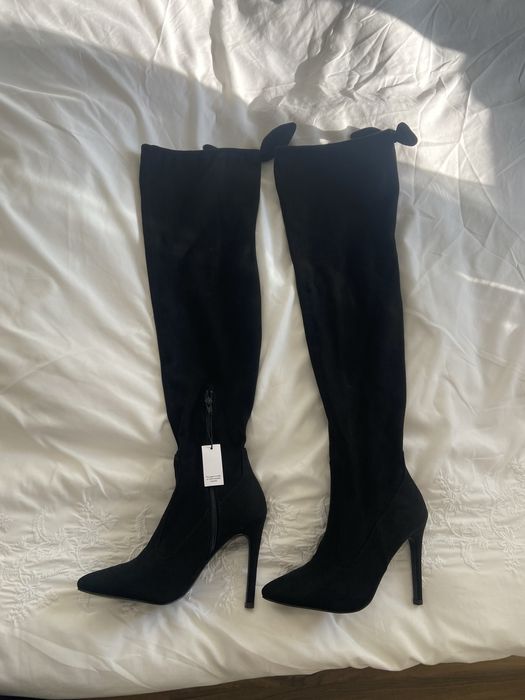 Cizme material imitatie piele intoarsa