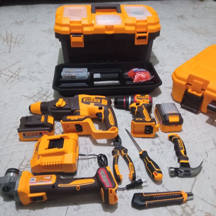 INGCO Professional набор 3в1 — полный комплект, почти новый (2 аккумул