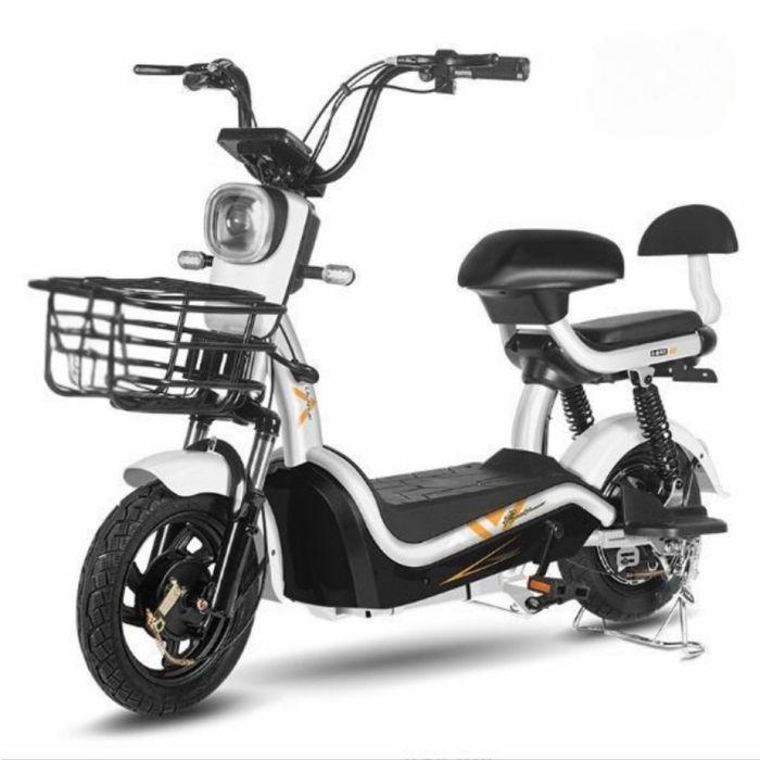 РАЗПРОДАЖБА!!! Електрически велосипед motor 9 48V12AH – Максимална скорост 45 км/ч, 500W мотор, вакуумни гуми, бял/черен