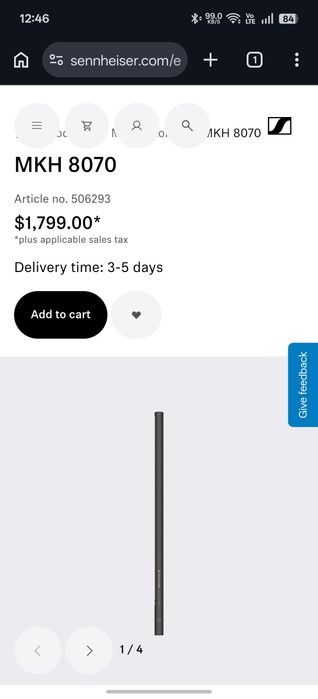 Продам микрофон "пушка" Sennheiser MKH 8070
