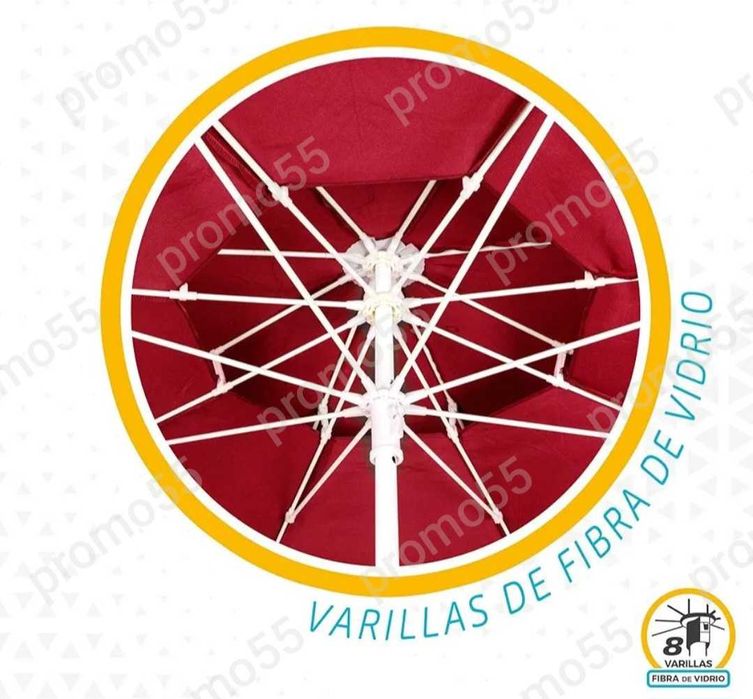 Голям чадър 220см. с двоен покрив за стабилност при вятър, 4 цвята