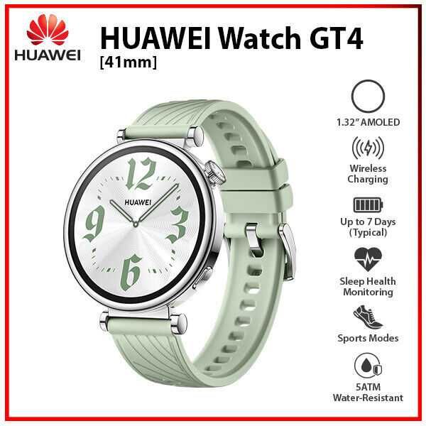 Smartwatch HUAWEI Watch GT4 41mm de Dama GPS Green Fluoroelastomer Nou