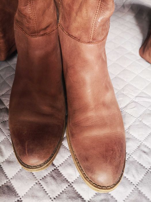 Cizme piele naturala manusa, roz murdar, aspect vintage