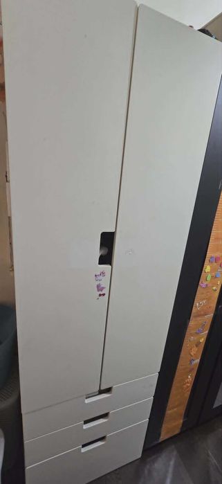 Dulap haine copii/adulti , alb, 3 sertare, 60x53x191 cm, SMÅSTAD / PLATSA Ikea