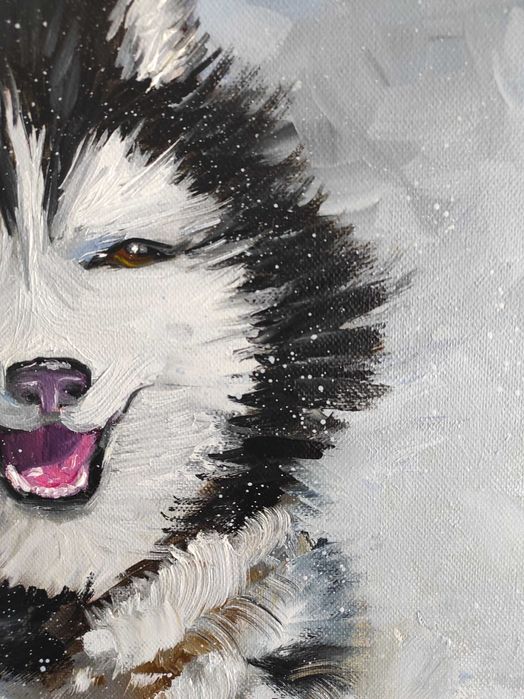 Gata spre vânzare -Malamut de Alaska! Pictura în ulei.