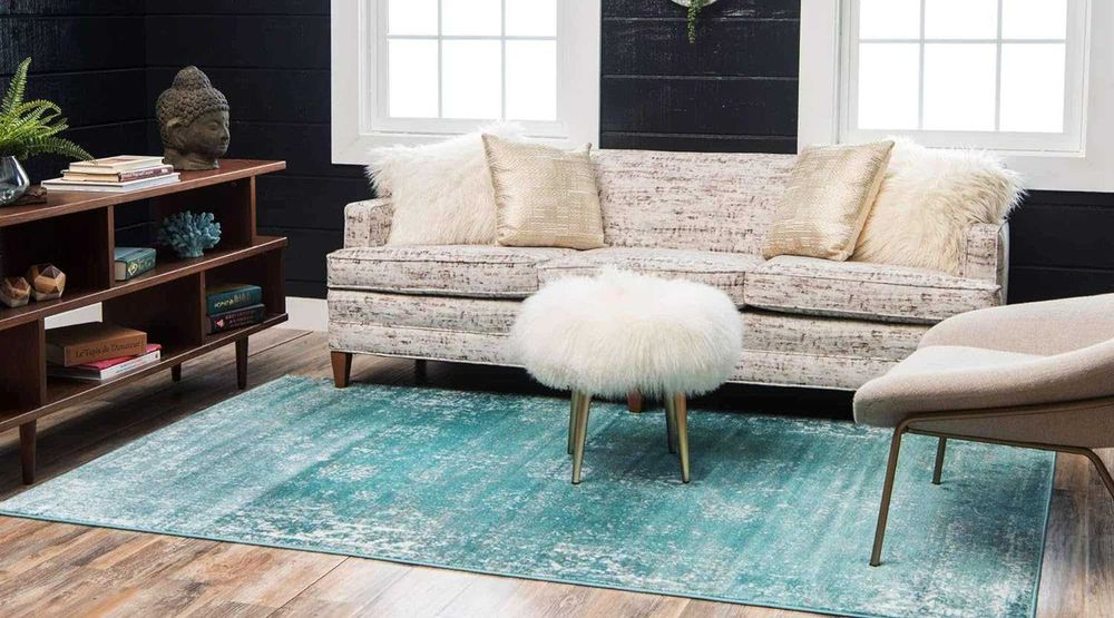 Луксозен  Турски  Голям Тюркоазен Килим 245 х 335 см Чисто Нов