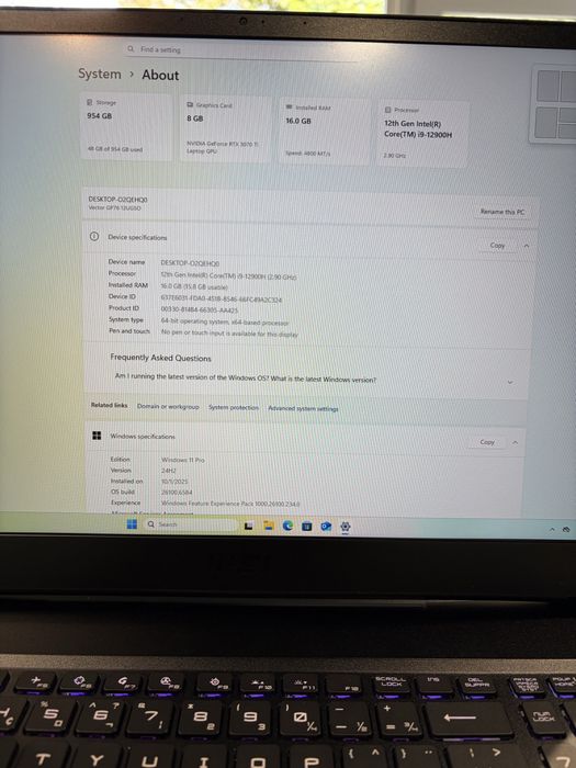 **ATS GSM**Msi Vector GP76/I9/16GbRam/1Tb/Rtx3070