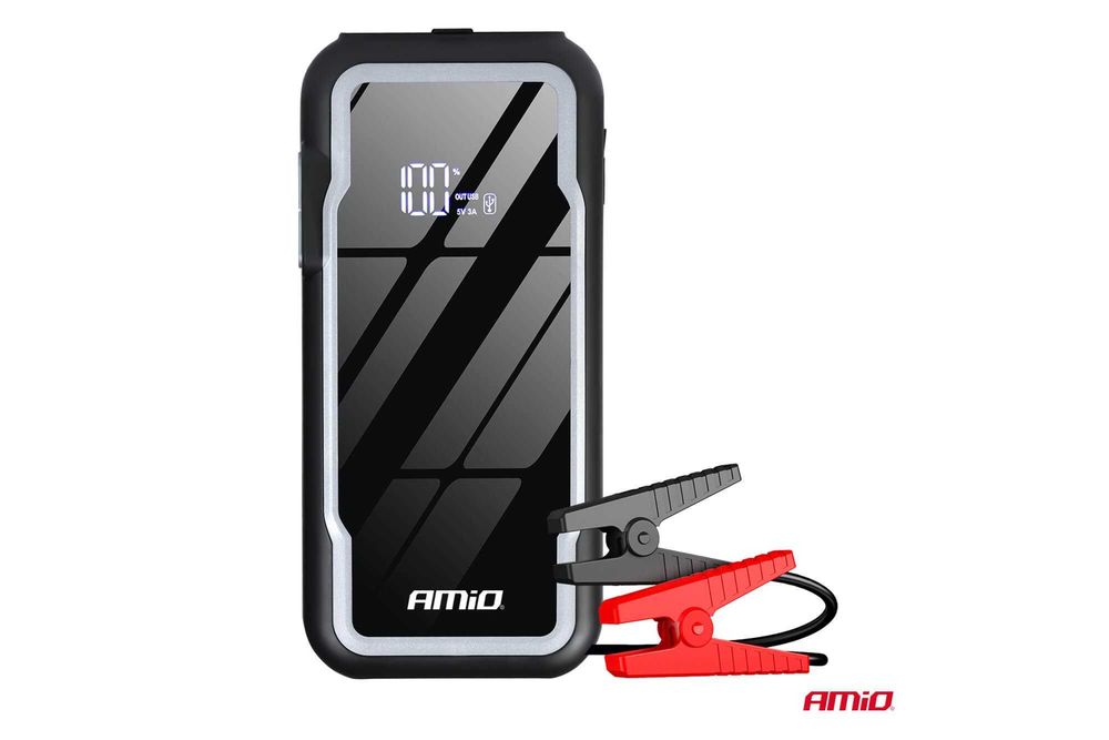 Преносимо стартово устройство AMiO 1600A 3в1 - Jump Starter, LED, външна батерия, капацитет 12Ah, 12V