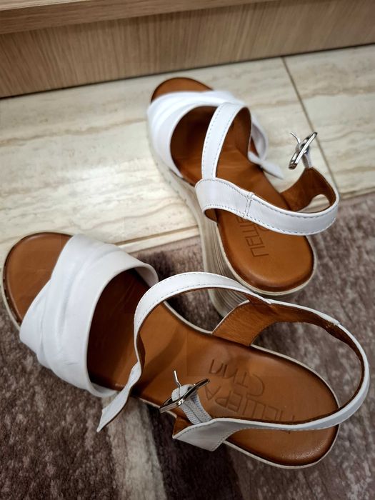 Дамски сандали естествена кожа на платформа