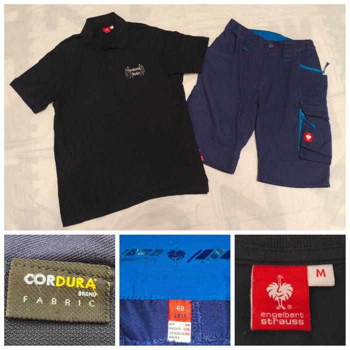 Engelbert Strauss pantaloni + tricou  scurți șantier salopetă protecție electrician dulgher fierar betonist