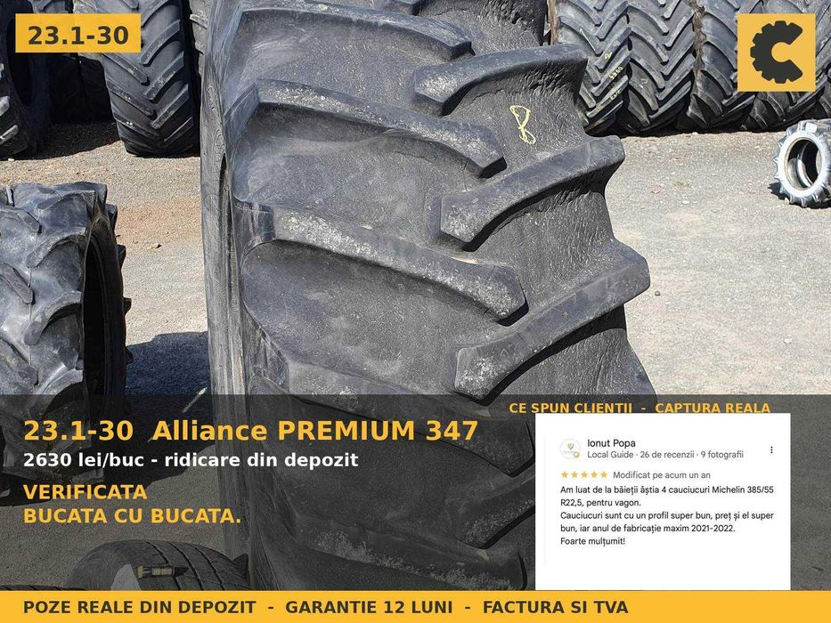 ANVELOPE 23.1-30 620/75-30 Alliance Premium 347 Cauciucuri Combina Tractor Mare Diagonala SH GARANTIE Factura