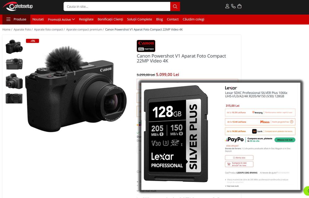 Canon PowerShot V1 (Camera Foto/Video Vlog) 4K 60fps+Card 128GB