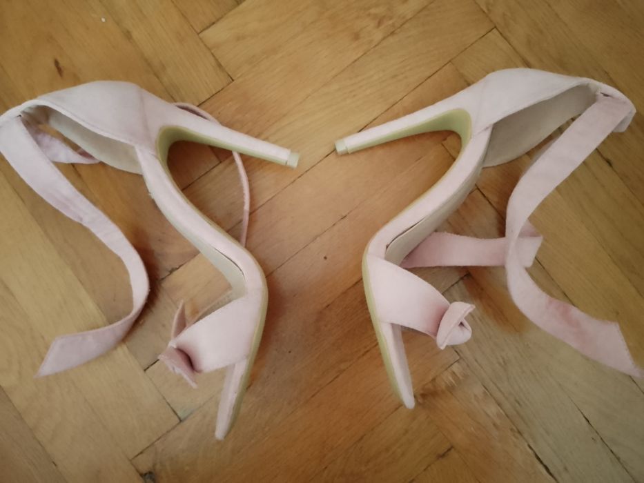 Sandale Roz catifelate, marimea 35, o singura purtare, Vices