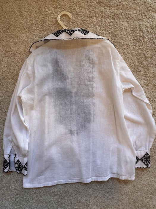 Camasa traditionala baieti, 3-4 ani, motiv floral negru