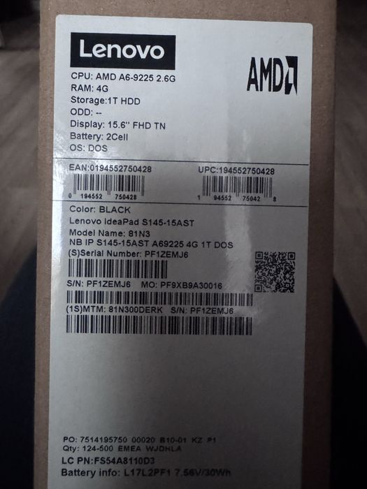 Ноутбук lenovo ideapad 145 A6 9225/4gb 128ssd