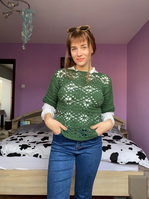 Vand top crosetat din fir de alpaca