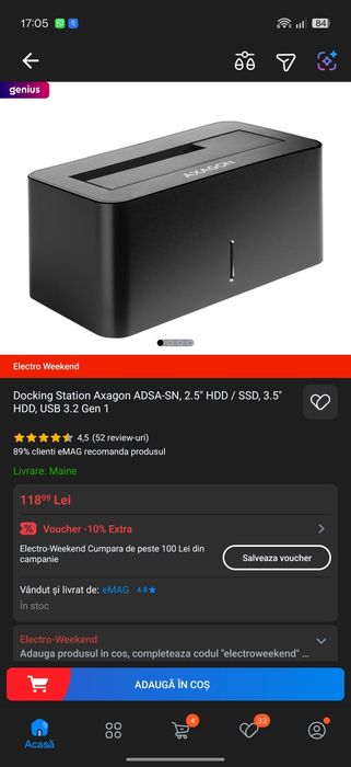 Docking Station Axagon ADSA-SN, 2.5" HDD / SSD, 3.5" HDD, USB 3.2 Gen