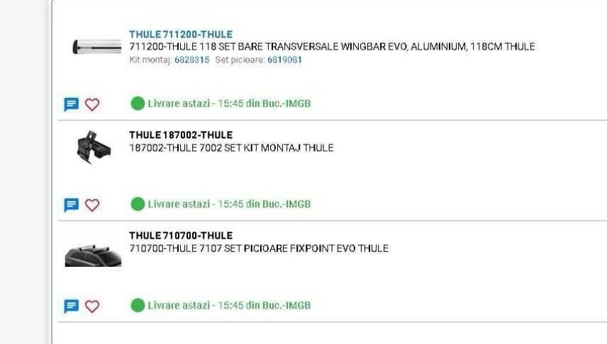 Set Bare Thule, folosite o singură dată! Toate accesoriile incluse.