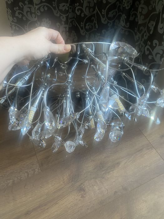 Люстра хрусталь,лампы светодиодные