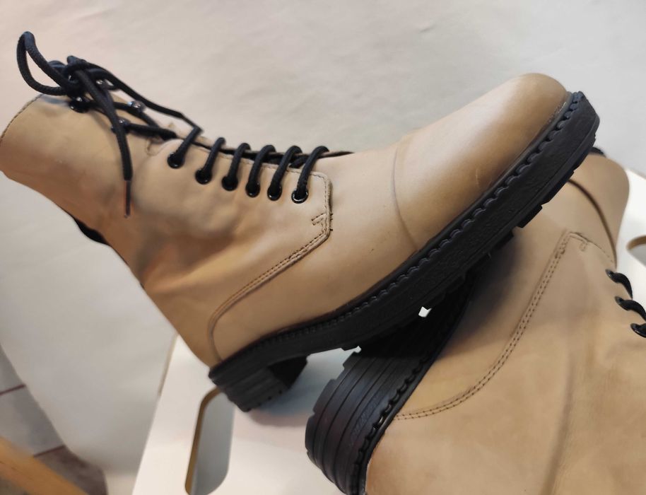 Ghete lace up cap toe 39.5 40 POELMAN piele naturala moale nappa