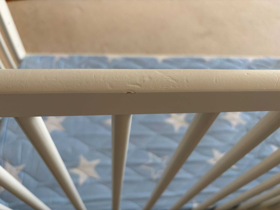 Икеа GULLIVER бебешко креватче, 60x120 см, бяло + матрак + парапет