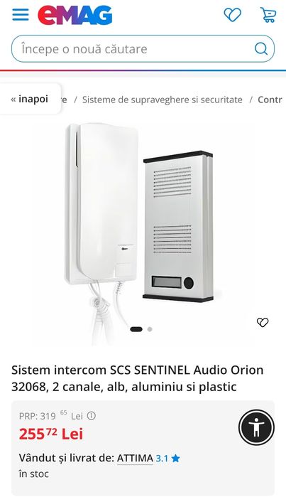 Sistem intercom SCS SENTINEL Audio Orion 32068, 2 canale, alb, aluminiu si plastic