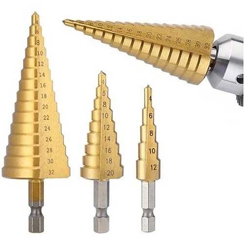 Комплект стъпкови свредла 3в1 4-12 мм, 4-20 мм, 4-32 мм