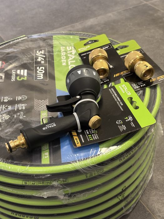 Set Premium Irigare STALCO 3/4” 20m | Pistol din Alamă + Conectori din Alamă | Disponibil și 30m / 50m
