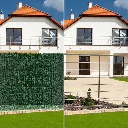 Gard artificial verde cu frunze iedera 300x100cm protectie vant/ soare