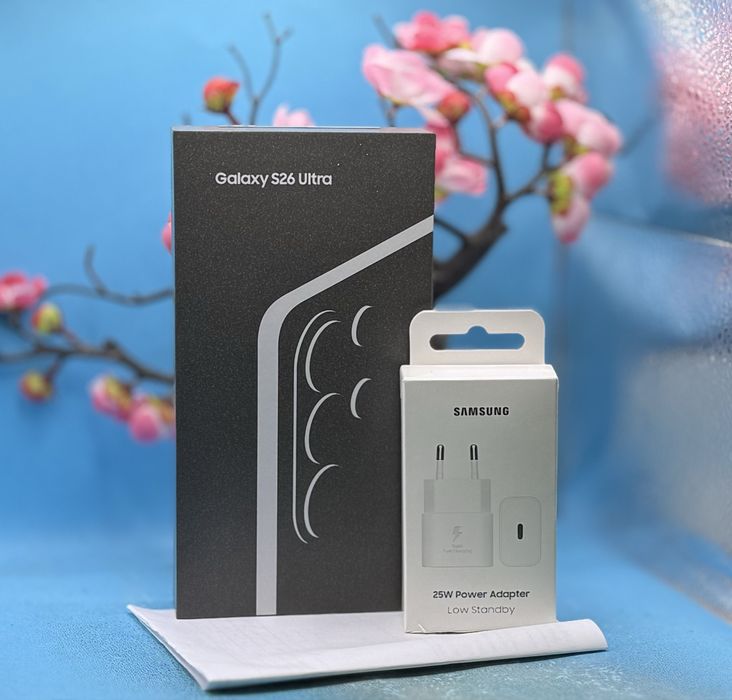НОВ!!! Samsung Galaxy S26 Ultra, Dual SIM, 12GB RAM, 512GB, 5G, White + подарък адаптер Samsung