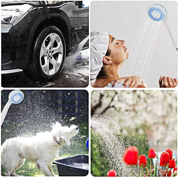 Dus portabil pentru camping cu acumulator 2200mAh 1.5m furtun USB