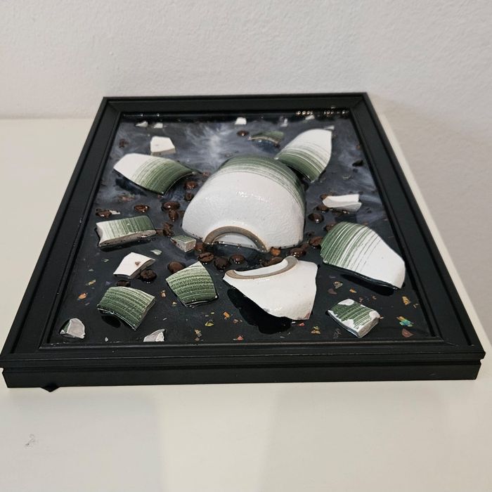 Vand tablou 3D Emerald Brew  cu Ceramica si Rasina Epoxidica