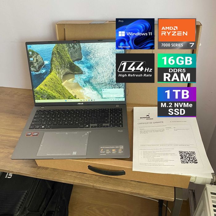 ASUS Vivobook S16 2025,Ryzen 7,16" 144Hz,16GB DDR5,1TB,garantie 2 ani