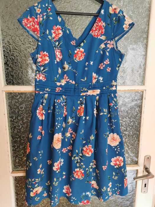 Vand Rochie Orsay albastra cu flori, marimea 40, pret 70 lei