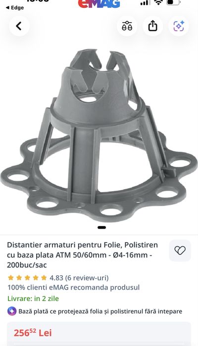 Distantiere -Folie -Polistiren este utilizat pentru armaturi orizontale.