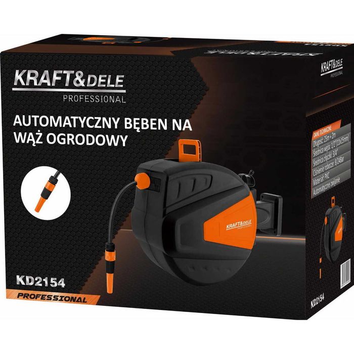 Tambur automat 25 metri, furtun de gradina, 1/2", Kraft