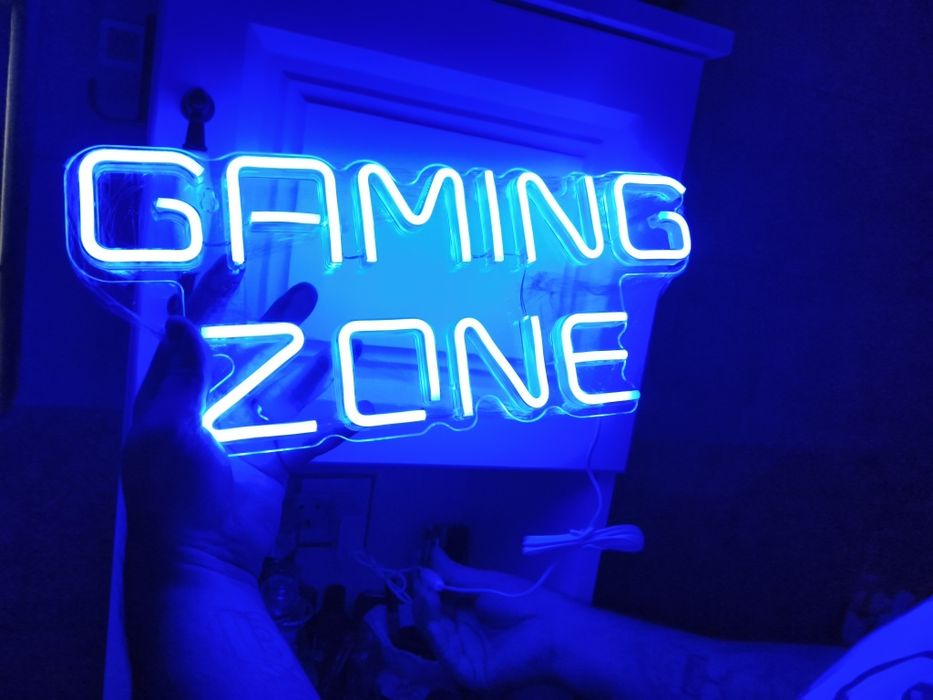Neon LED Gaming Zone – lumină albastră decor – nou