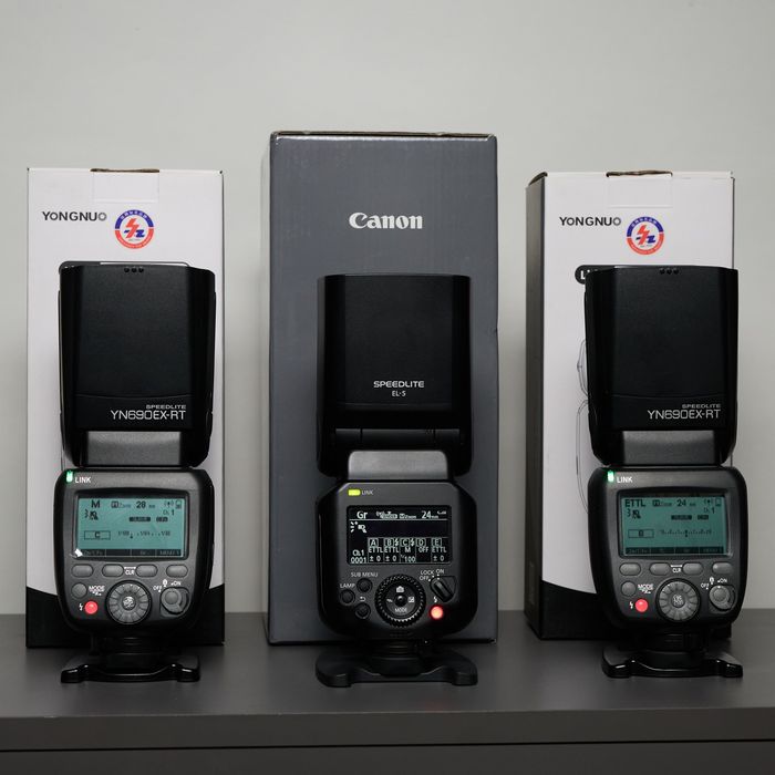 Canon RT EL-5 (Garanție 2028) + 2x Yongnuo YN690EX-RT (2x Baterii) - kit blițuri
