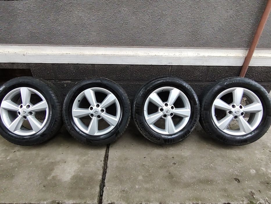 Vând Set Jante Aliaj 5x114,3 Nissan + Cauciucuri 215/60/17 DOT 2024