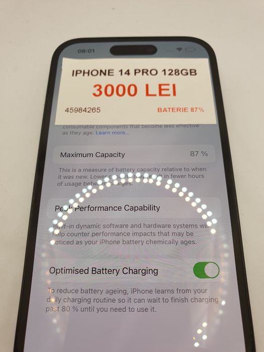 Iphone 14 pro 128GB 87 Lazar Crangasi•45984 Bucuresti