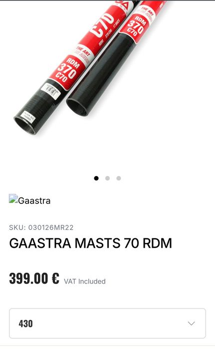 Catarg windsurf Gaastra RDM 430 70% Carbon Constant Curve + prelungitor 45cm