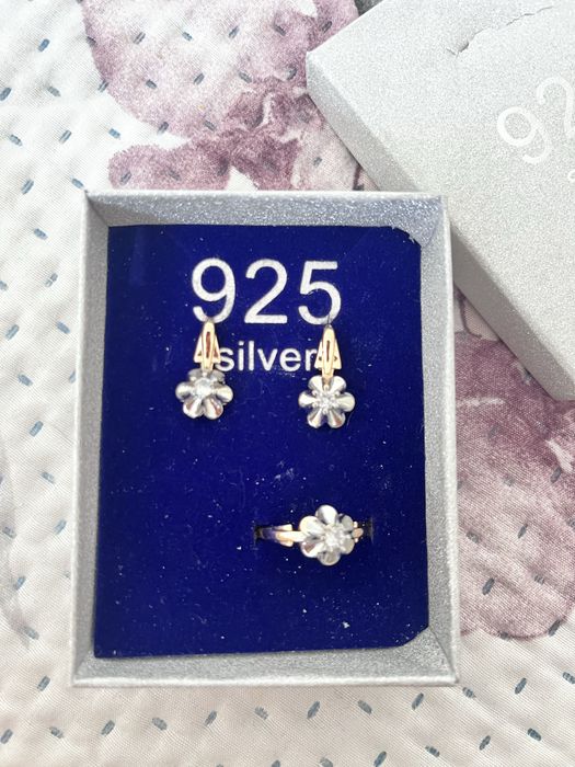 Серебро набор кольцо,серьги