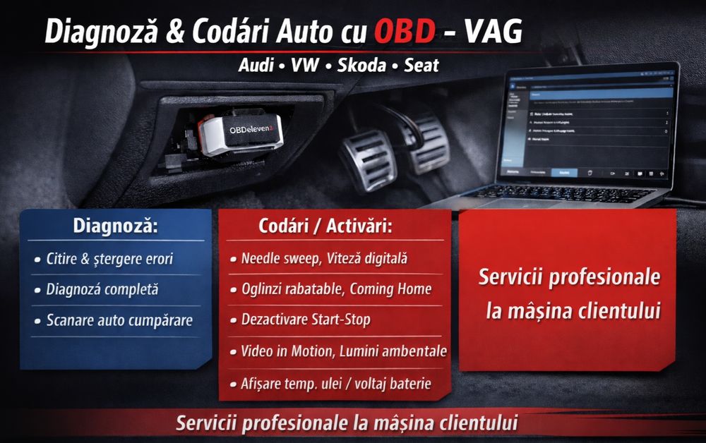 Diagnosticare & Codări Auto cu OBD – VAG (Audi, VW, Skoda, BMW)
