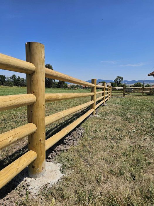 Gard din lemn rotund tip Ranch Premium