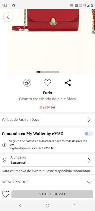 Geantă nouă,Furla crossbody de piele Sfera